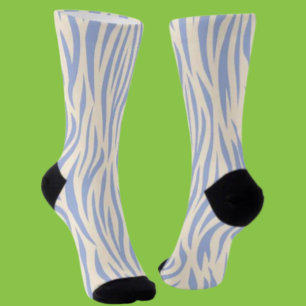 Calcetines azules y beige a rayas de cebra – Anima