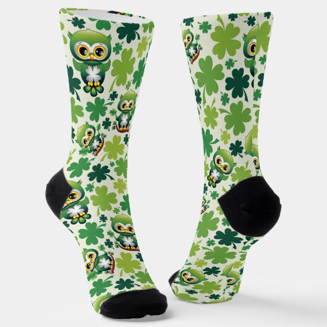 Calcetines Baby Owl Cute St Patrick Cartoon (Angular)