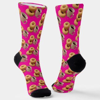 Calcetines Bagels y café Fondo Rosa Fucsia