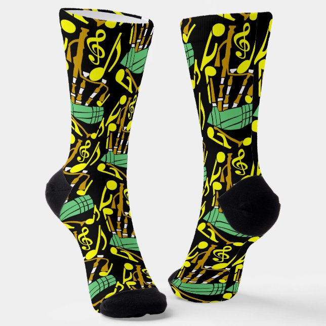 Calcetines Bagpipes Yellow Music Notes (Angular)