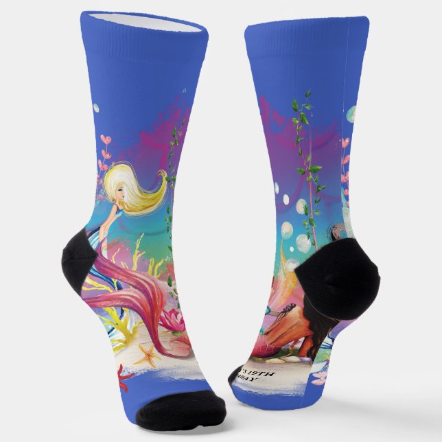 Calcetines Bajo la Sirena Mar Océano Púrpura Turquesa (Angular)