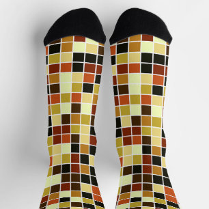 Calcetines Baldosas de piscina, mosaicos marrones, patrón geo
