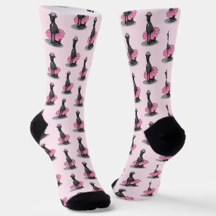Calcetines Ballet Ballerina Princess Greyhound Dog (negro)