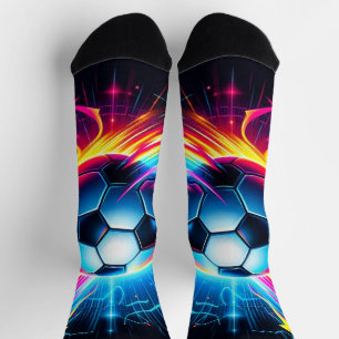 Calcetines Balón de fútbol eléctrico futurista relámpago