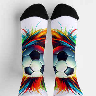 Calcetines Balón de fútbol Splash Futurista Abstracto