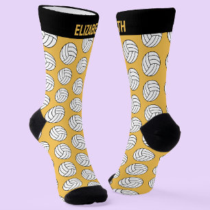 Calcetines Balón de Voleibol Impreso Personalizado y Nombre a