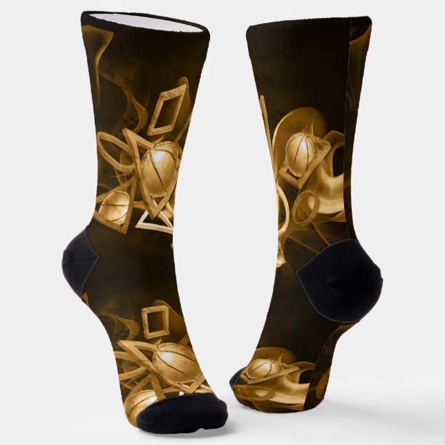 Calcetines Baloncesto oro abstracto 3D (Angular)