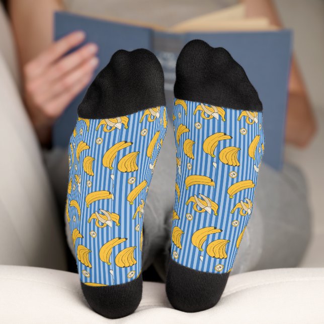 Calcetines Banana Stripe Vector Pattern | Classic Blue (Abajo)
