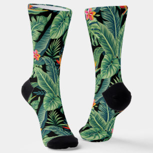 Calcetines Banana tropical Monstera Palm Leaves & Flores