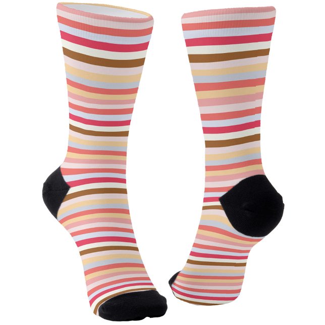 Calcetines Banda de caramelos de pasto de pasto mutado modern (Warm pastel circus candy striped pastel socks)