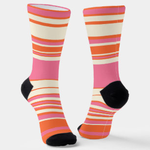 Calcetines Bandas complejas: rosa, Naranja y crema