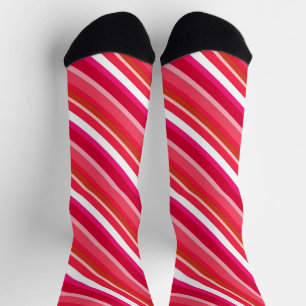 Calcetines Bandas de golosinas en capas - Rojo y Blanco