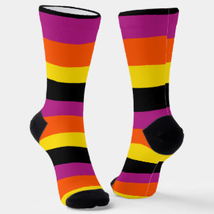 Calcetines Bandas desiguales - Negro, rosa, Naranja y amarill