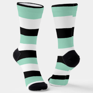 Calcetines Bandas desiguales - Verde en miniatura, blanco y n