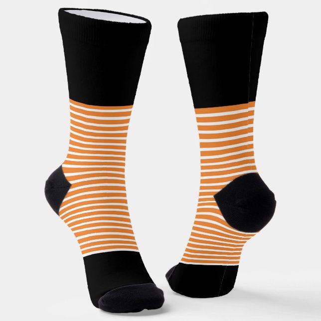 Calcetines Bandas horizontales de negro + Naranja (Angular)