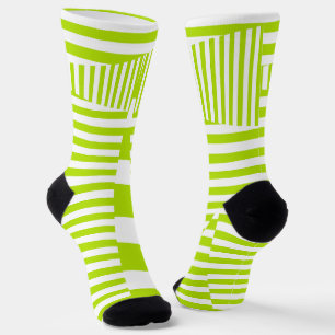 Calcetines Bandas triangulares - Verde animado y blanco