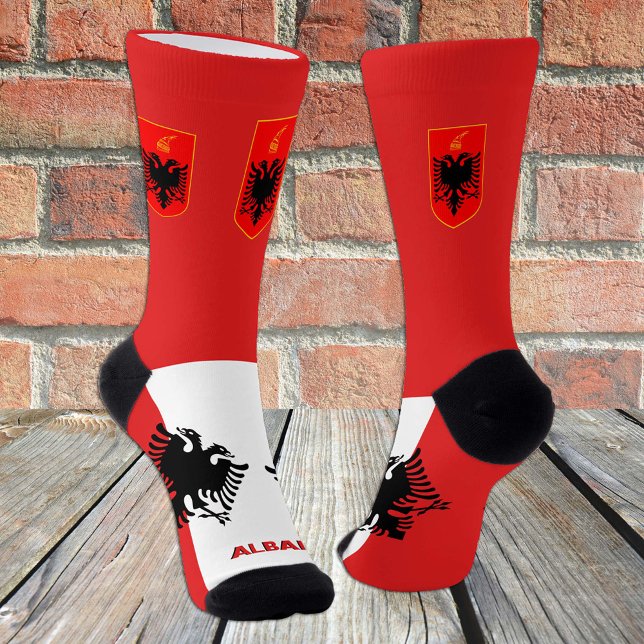 Calcetines Bandera albanesa patriótica, Albania sostenible (Subido por el creador)
