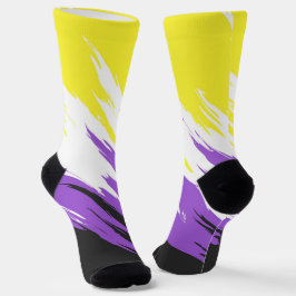 Calcetines Bandera de orgullo abstracta ZigZag Funky Grungy n