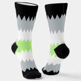 Calcetines Bandera de Orgullo Agender Abstracto ZigZag Boho G