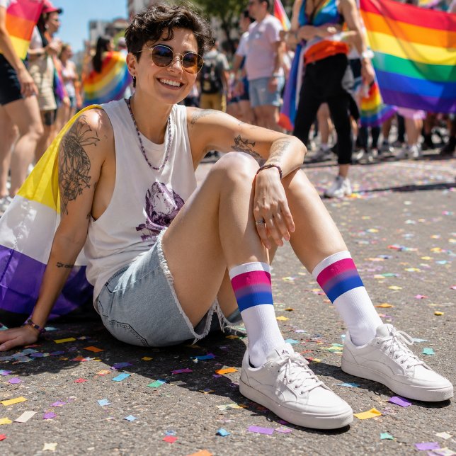 Calcetines Bandera de orgullo bisexual gradiente (Subido por el creador)