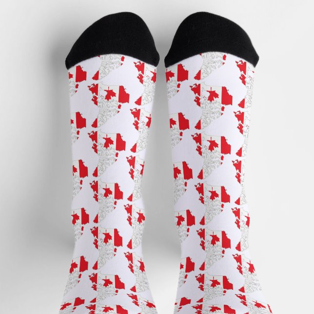 Calcetines Bandera de orgullo canadiense dentro del mapa (Arriba)