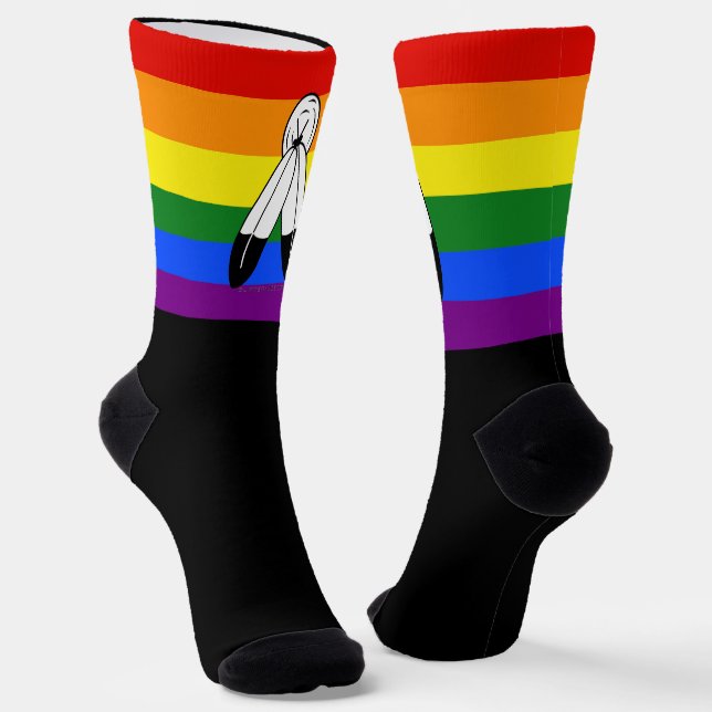 Calcetines Bandera de orgullo de dos espíritus de SlipperyJoe (Angular)