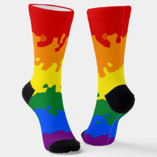 Calcetines Bandera de orgullo gay arcoíris abstracto boho fun
