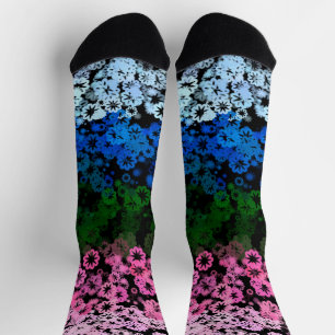 Calcetines Bandera de orgullo omniromántico floral retro groo