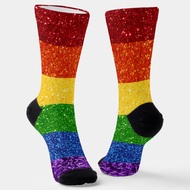 Calcetines Bandera del orgullo gay Purpurina LGBT (Angular)