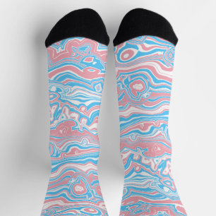 Calcetines Bandera del orgullo trans Trippy Boho Groovy Wavy