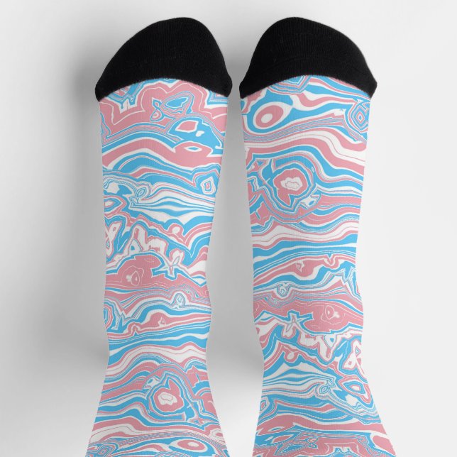 Calcetines Bandera del orgullo trans Trippy Boho Groovy Wavy  (Arriba)