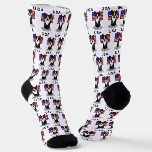 Calcetines Bandera estadounidense Cute USA Bandera Boston Ter