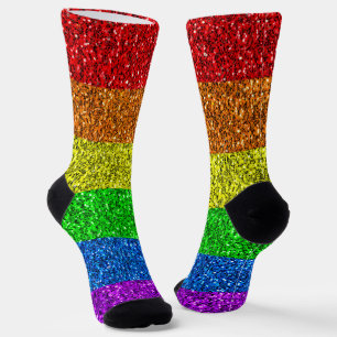 Calcetines Bandera LGBT vibrante arcoíris brillo destellos