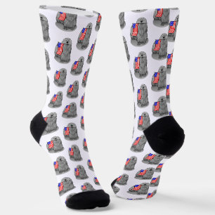 Calcetines Bandera Patriótica Estadounidense Puli Dog (gris)