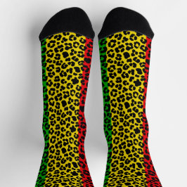 Calcetines Bandera rastafari jamaiquina Colores Leopard Print