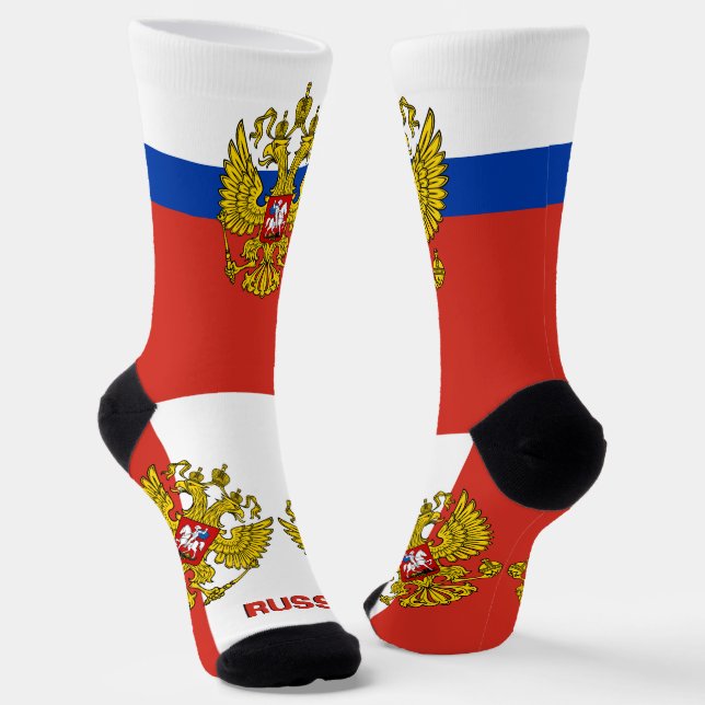 Calcetines Bandera rusa patriótica, Rusia sostenible premium (Angular)