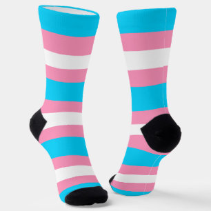 Calcetines Bandera Transgénero LGBTQIA+ Rosa, Azul y Blanco
