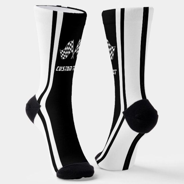 Calcetines Banderas de coches de Carreras blanca a rayas - Pe (Angular)