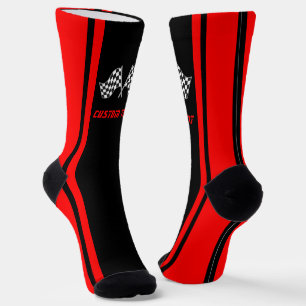 Calcetines Banderas de coches de Carreras de rayas rojas - Pe