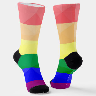 Calcetines Banderas LGBT líneas de arcoíris patrón de malla g