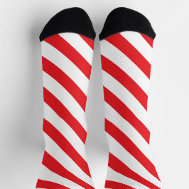 Calcetines Barbershop Banda diagonal roja y blanca