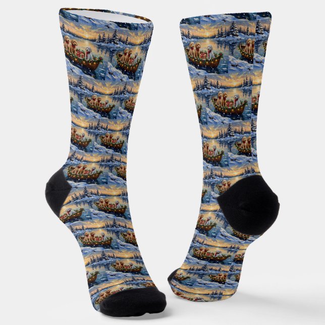 Calcetines Barco de Navidad de Caniche Fiesta (Angular)