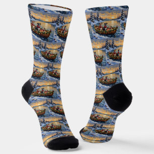 Calcetines Barco de Navidad del American Staffordshire Terrie