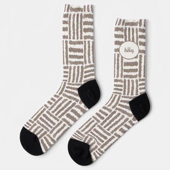 Calcetines Barras de cuatro en marrón con tu nombre (Izquierda)