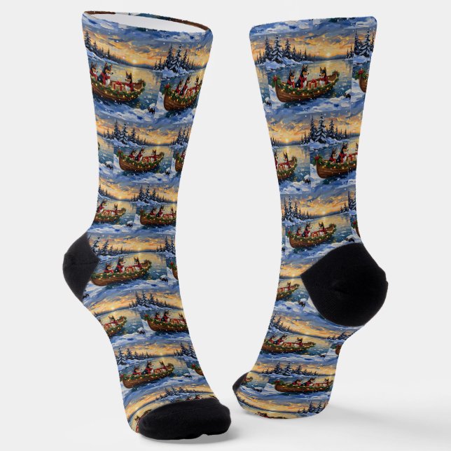 Calcetines Basenji Christmas Boat Holiday (Angular)