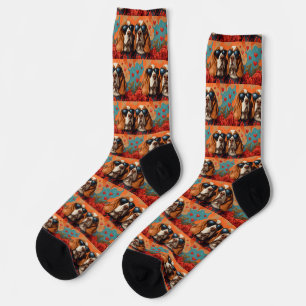 Calcetines Basset Hound con rosas del corazón día de San Vale