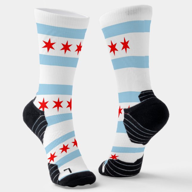 Calcetines Batalla de equipo atlético con bandera de Chicago, (Angular)