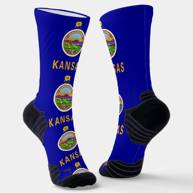 Calcetines Batalla de equipo atlético con bandera de Kansas,  (Angular)