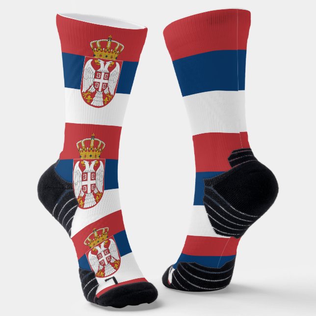 Calcetines Batalla de equipo atlético con bandera de Serbia (Angular)
