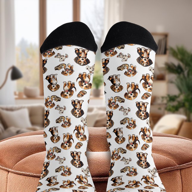 Calcetines Beagle Playous Puppies White (Beagle Playful Puppies White Socks)